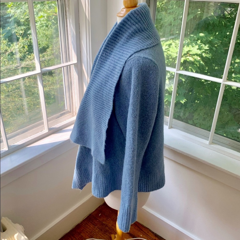Jones New York Light Blue Ribbed Shawl Collar Cardigan - Picture 7 of 9